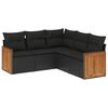 vidaXL 5 Piece Garden Sofa Set with Cushions Black Poly Rattan