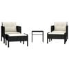 vidaXL 5 Piece Garden Lounge Set with Cushions Black Poly Rattan