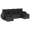 vidaXL 6 Piece Garden Sofa Set with Cushions Black Poly Rattan