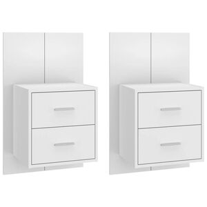 vidaXL Wall-mounted Bedside Cabinets 2 pcs High Gloss White