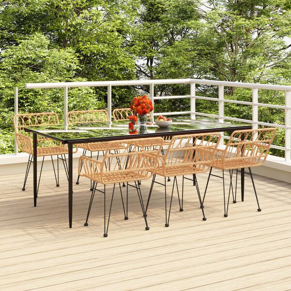 vidaXL 7 Piece Garden Dining Set Poly Rattan