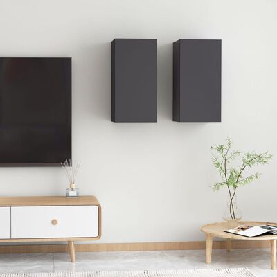 vidaXL TV Cabinets 2 pcs Grey 30.5x30x60 cm Engineered Wood