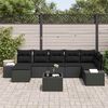 vidaXL Garden Sofa Set with Cushion 8 pcs Black Poly Rattan