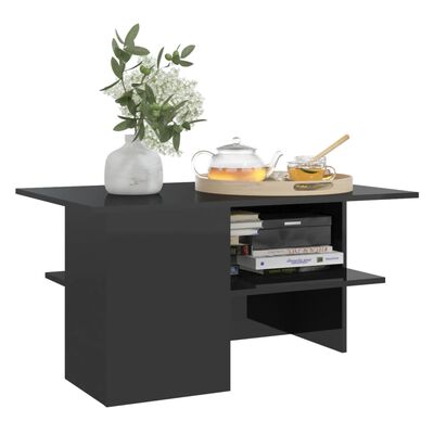 vidaXL Coffee Table High Gloss Black 90x60x46.5 cm Engineered Wood