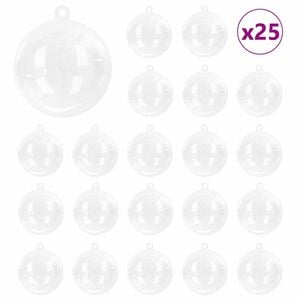 vidaXL Christmas Bauble Set 25 pcs Transparent &Oslash; 8 cm Plastic