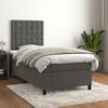 vidaXL Box Spring Bed with Mattress Dark Grey 106x203 cm King Single Size Velvet