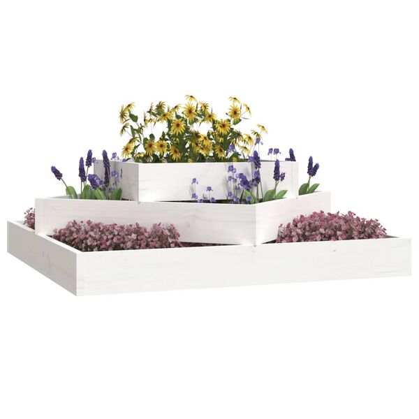 vidaXL Planter White 83x83x27 cm Solid Wood Pine