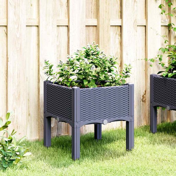 vidaXL Garden Planter with Legs Blue Grey 40x40x42 cm PP