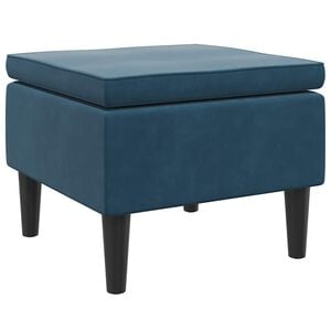 vidaXL Stool | Blue | Velvet, rubber wood | Medium | Modern | Footstool | Square