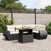 vidaXL 6 Piece Garden Sofa Set with Cushions Black Poly Rattan