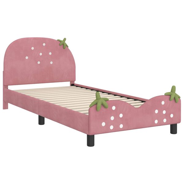 vidaXL Children's Bed Frame with Headboard Pink 90 x 190 cm Velvet