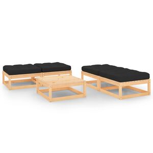 vidaXL 5 Piece Garden Lounge Set with Cushions Solid Pinewood