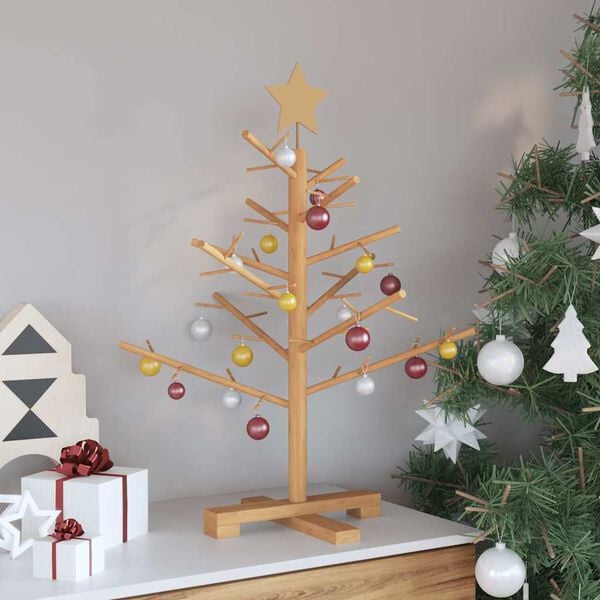vidaXL Wooden Christmas Tree with Stand Brown 75 cm Solid pine wood