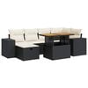 vidaXL 8 Piece Garden Sofa Set with Cushions Black Poly Rattan Acacia