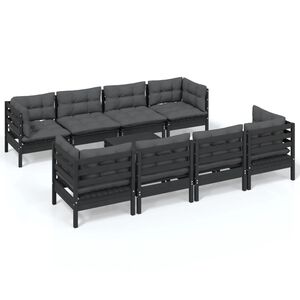 vidaXL 9 Piece Garden Lounge Set with Cushions Solid Pinewood