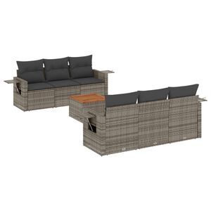 vidaXL 7 Piece Garden Sofa Set with Cushions Grey Poly Rattan