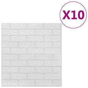 vidaXL 3D Wallpaper Bricks Self-adhesive 10 pcs White