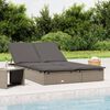 vidaXL 2-Person Sunbed with Cushions Grey Poly Rattan
