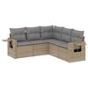 vidaXL 5 Piece Garden Sofa Set with Cushions Beige Poly Rattan