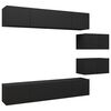 vidaXL 6 Piece TV Cabinet Set Black Engineered Wood