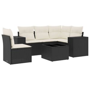 vidaXL 6 Piece Garden Sofa Set with Cushions Black Poly Rattan