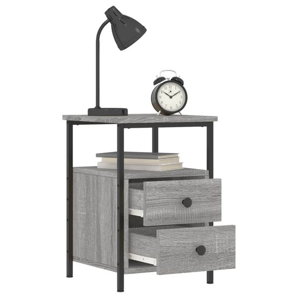 vidaXL Bedside Cabinet Grey Sonoma 34x35.5x50 cm Engineered Wood