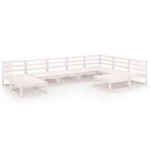 vidaXL 9 Piece Garden Lounge Set White Solid Pinewood