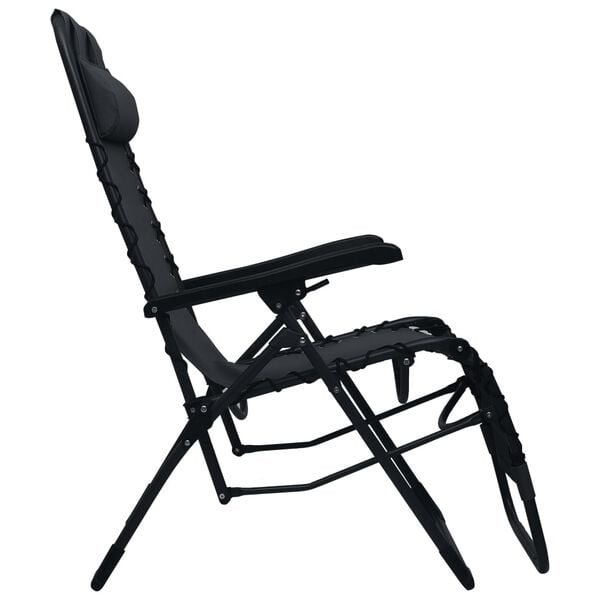 vidaXL Folding Deck Chair Black Textilene