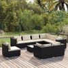 vidaXL 10 Piece Garden Lounge Set with Cushions Poly Rattan Black