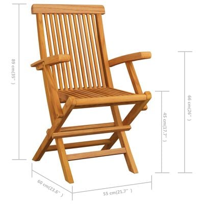 vidaXL Garden Chairs with Cream Cushions 6 pcs Solid Teak Wood