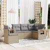 vidaXL 5 Piece Garden Sofa Set with Cushions Beige Poly Rattan