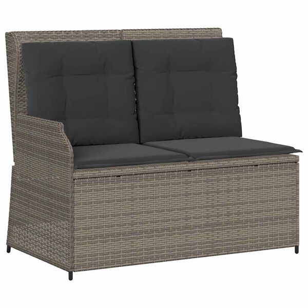 vidaXL 3 Piece Garden Lounge Set with Cushions Grey Poly Rattan