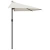 vidaXL Garden Parasol with Aluminium Pole Sand 270x144 cm Half