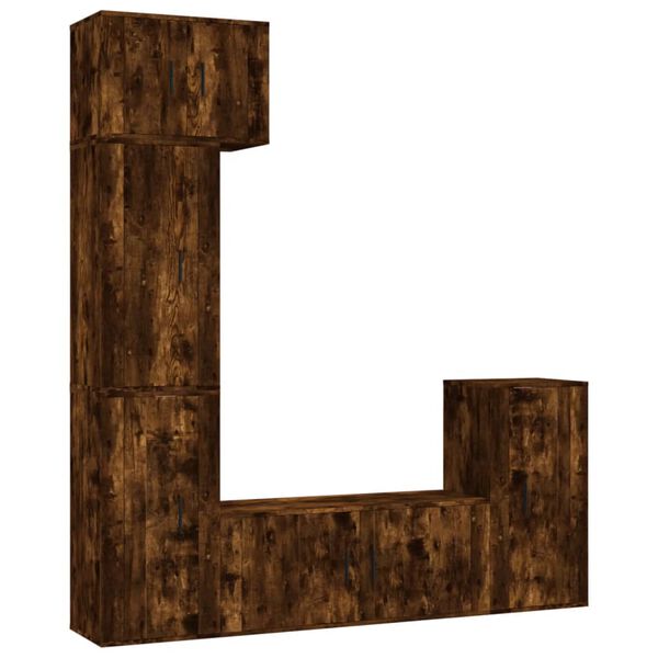 vidaXL 5 Piece TV Cabinet Set Smoked Oak Engineered Wood