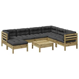 vidaXL 8 Piece Garden Sofa Set with Cushions Impregnated Wood Pine