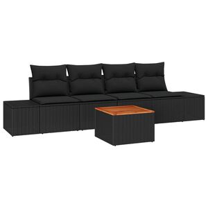 vidaXL Garden Sofa Set with Storage 5 pcs Black Poly Rattan
