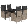 vidaXL 5 Piece Garden Dining Set with Cushions Grey Poly Rattan