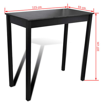 Bar Table with set of 2 Bar Chairs Black
