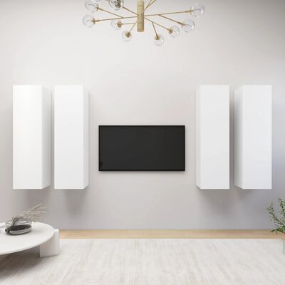 vidaXL TV Cabinets 4 pcs White 30.5x30x110 cm Engineered Wood