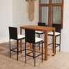 vidaXL 5 Piece Garden Bar Set with Cushions Black