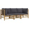 vidaXL 3 Piece Garden Lounge Set with Dark Grey Cushions Bamboo