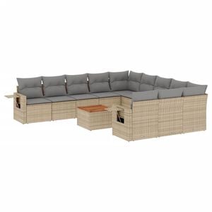 vidaXL 12 Piece Garden Sofa Set with Cushions Beige Poly Rattan