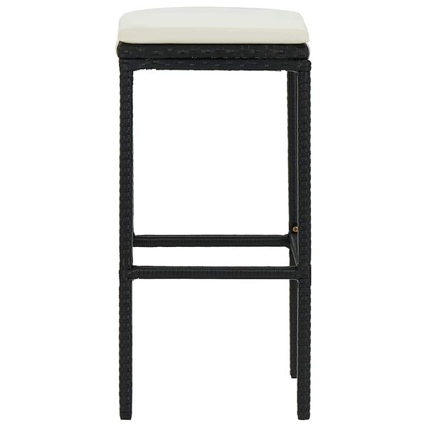 vidaXL Bar Stools with Cushions 4 pcs Black Poly Rattan