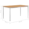 vidaXL Garden Dining Table 140x80x75 cm Solid Teak Wood and Stainless Steel
