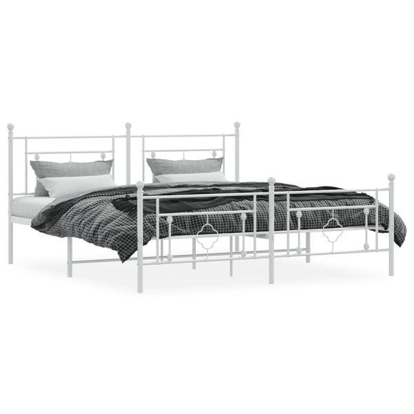 vidaXL Metal Bed Frame without Mattress with Footboard White 180x200cm