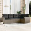 vidaXL 5 Piece Garden Sofa Set with Cushions Grey Poly Rattan