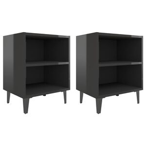 vidaXL Bed Cabinets with Metal Legs 2 pcs High Gloss Black 40x30x50 cm