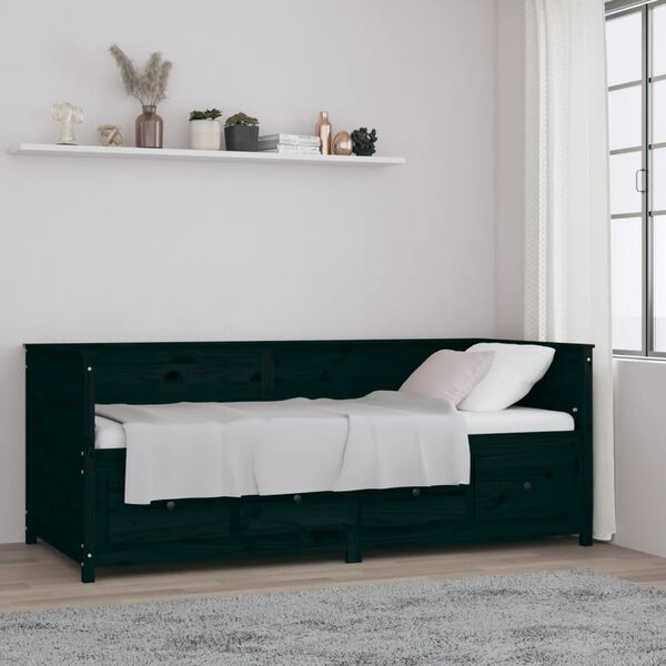 vidaXL Day Bed without Mattress Black 80x200 cm Solid Wood Pine