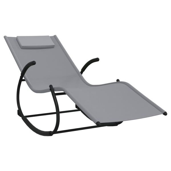 vidaXL Rocking Sun Loungers 2 pcs Grey Steel and Textilene