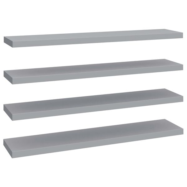 vidaXL Floating Wall Shelves 4 pcs Grey 120x23.5x3.8 cm MDF
